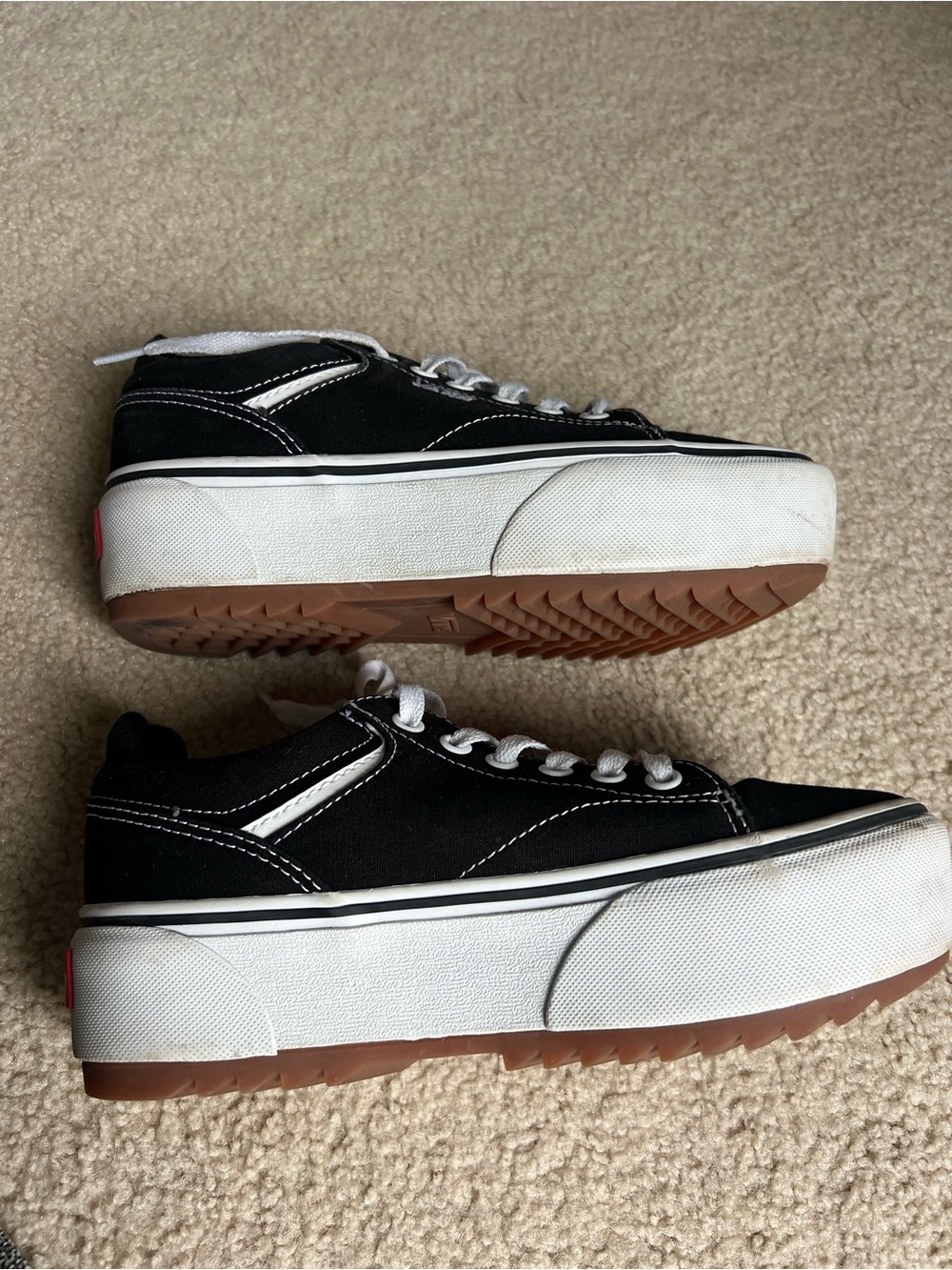 Vans Black and White Canvas platform Low-Top Sneakers
